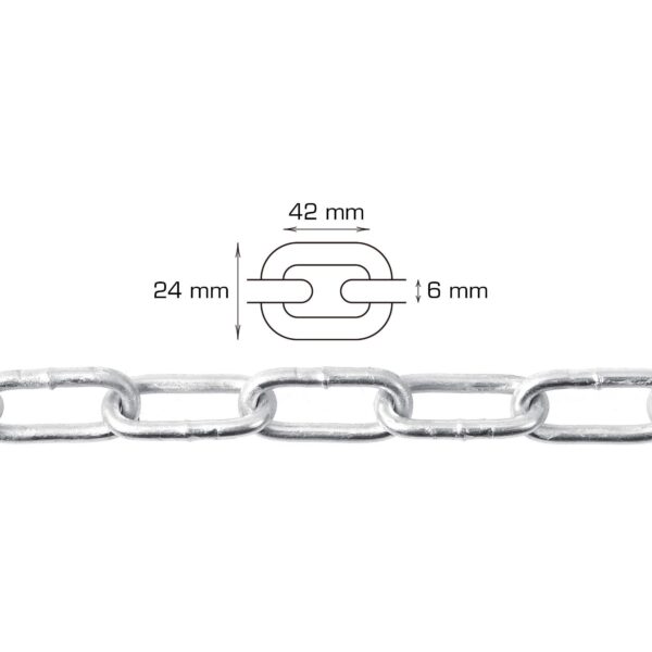 Galv. langleddet kæde - 5 meter (6 mm)