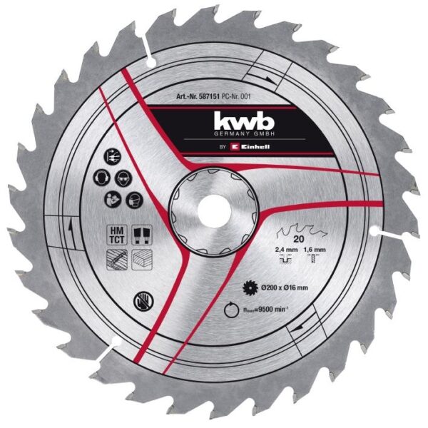Einhell Stationary Saw Accessory, TCT circ saw blade 200x16 T20