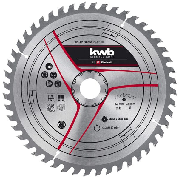 Einhell Stationary Saw Accessory, TCT circ saw blade 254x30 T48
