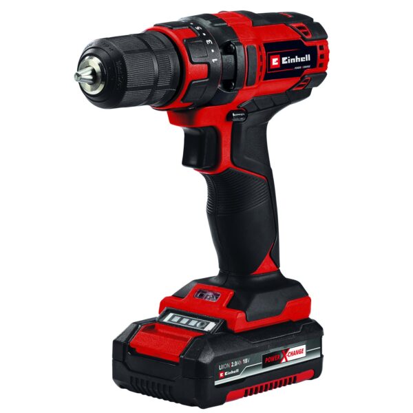 Einhell Einhell TC-CD 18/35 Li Akku boremaskine m/batteri 2x18V/2,0Ah og lader i kuffert med 39 tilbehørsdele - Image 2