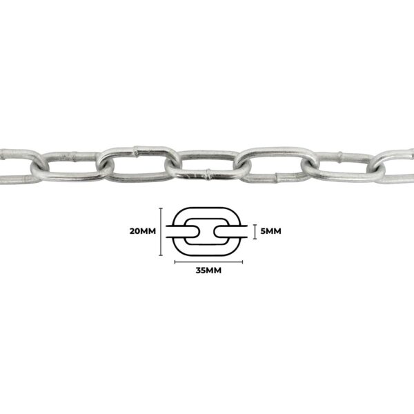 Galv. langleddet kæde - 2 meter (5 mm) - Image 3