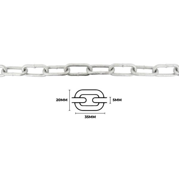 Galv. langleddet kæde - 5 meter (5 mm) - Image 3