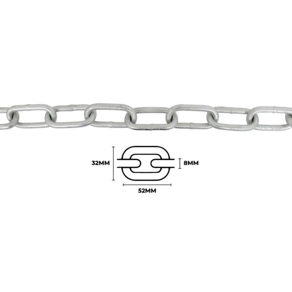 Galv. langleddet kæde - 2 meter (8 mm) - Image 3