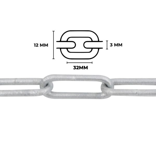 Galv. langleddet kæde - 5 meter (3 mm) - Image 4