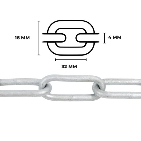 Galv. langleddet kæde - 5 meter (4 mm) - Image 4