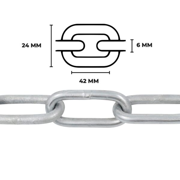 Galv. langleddet kæde - 2 meter (6 mm) - Image 4